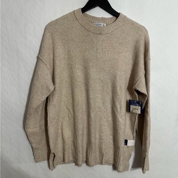 NWT Arizona Jean Co Oatmeal Heather Ribbed Knit Crewneck Sweater Small SEE NOTE - Picture 3 of 12